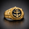ANILLO ANCLA IMPERIAL NEGRO DORADO – REFERENCIA (C)