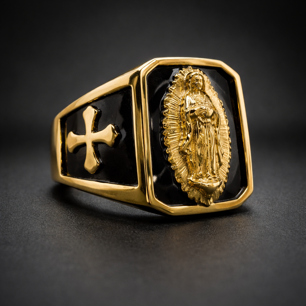 ANILLO FIGURA CENTRAL IMPERIAL NEGRO DORADO – REFERENCIA (R)