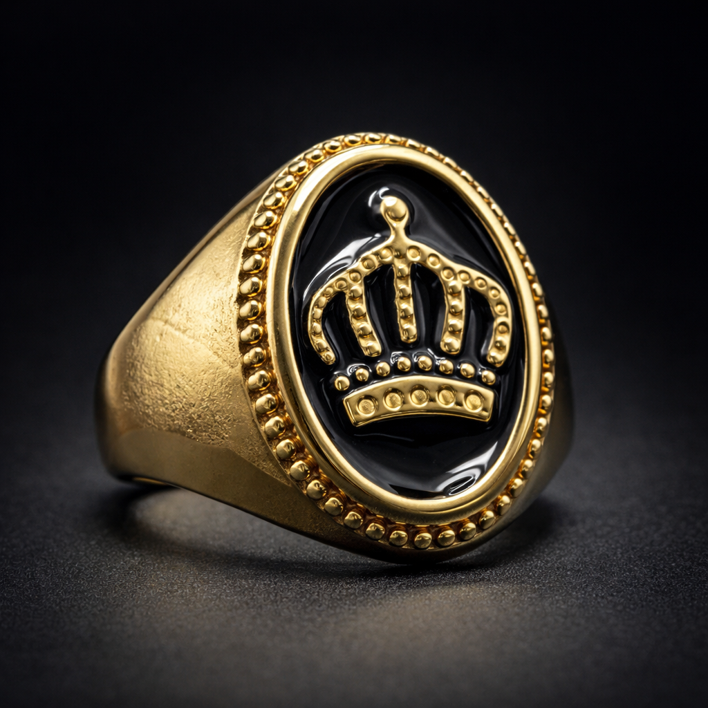 ANILLO CORONA IMPERIAL NEGRO DORADO – REFERENCIA (W)