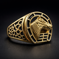 ANILLO CABALLO HERRADURA IMPERIAL NEGRO DORADO – REFERENCIA (1)