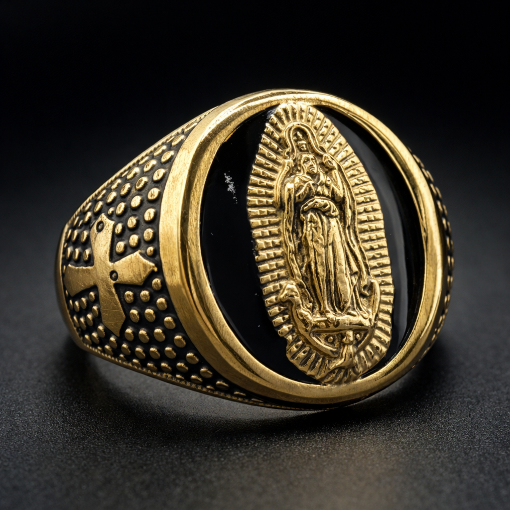 ANILLO FIGURA CENTRAL OVAL IMPERIAL NEGRO DORADO – REFERENCIA (3)
