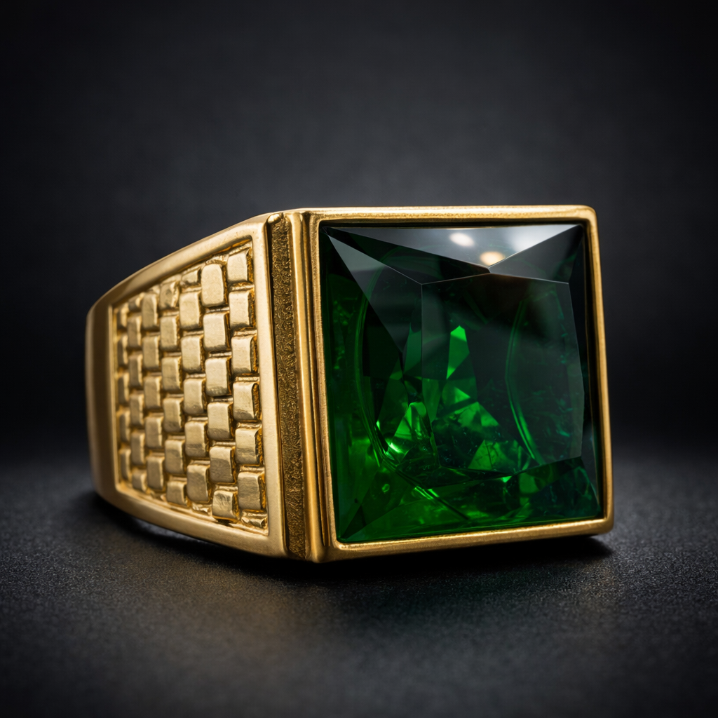 ANILLO ESMERALDA CUADRADA IMPERIAL DORADO – REFERENCIA (5)