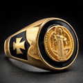ANILLO EMBLEMA CIRCULAR IMPERIAL NEGRO DORADO – REFERENCIA (7)
