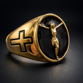 ANILLO CRUZ CENTRAL NEGRA DORADO – REFERENCIA (12)