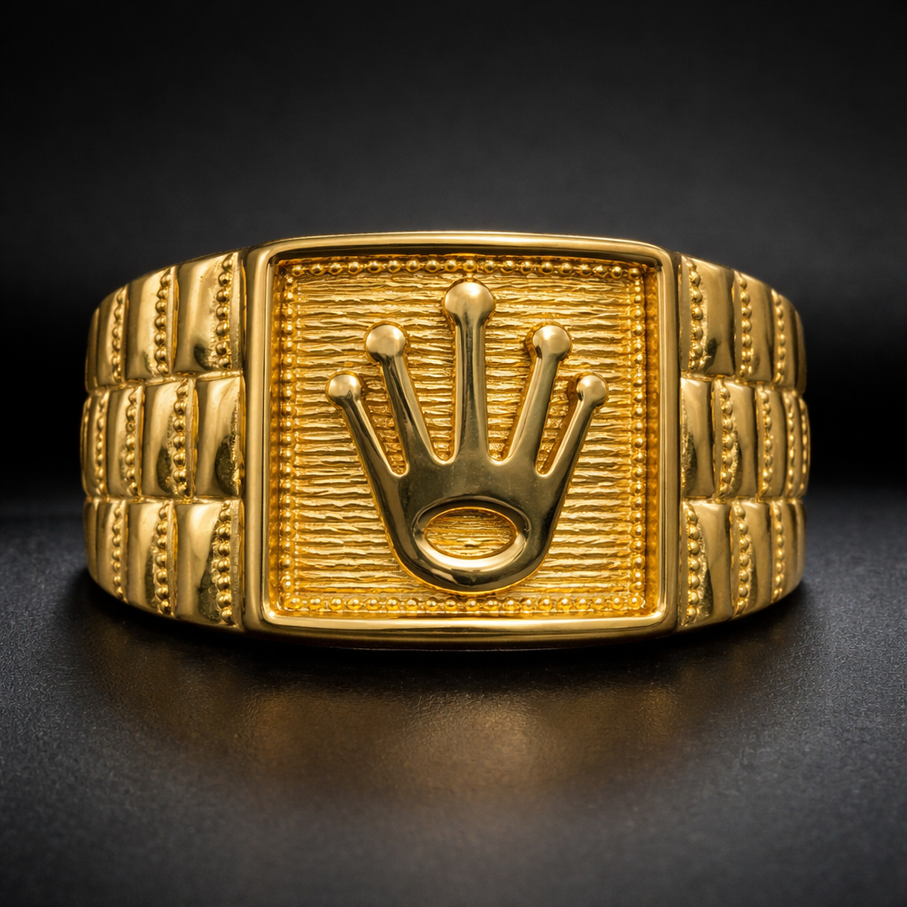 ANILLO CORONA CUADRADA CLÁSICA DORADO – REFERENCIA (14)