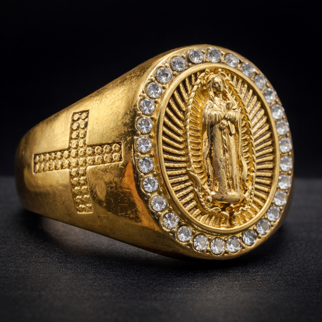 ANILLO OVAL RADIANTE CON CRISTALES DORADO – REFERENCIA (15)