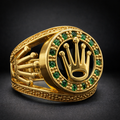 ANILLO CORONA IMPERIAL VERDE CON CRISTALES DORADO – REFERENCIA (16)